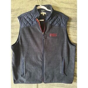 Peter Millar Mens XXL Navy Fleece Vest Maker's Mark Quilted Shoulder Full Zip